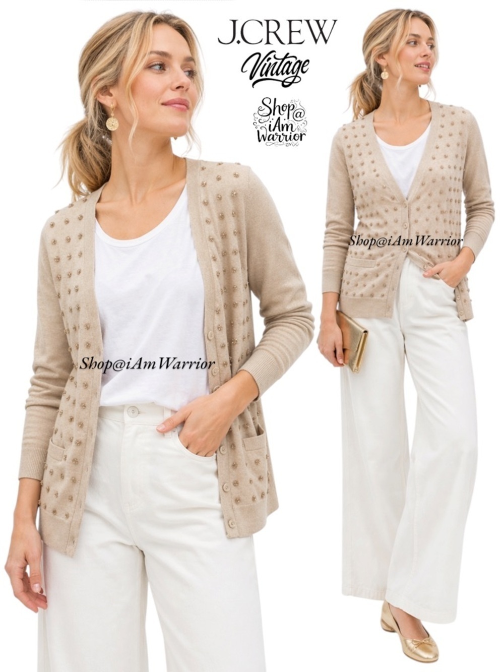 J.Crew rare wool/cashmere embellished cluster constellation cardigan sweater